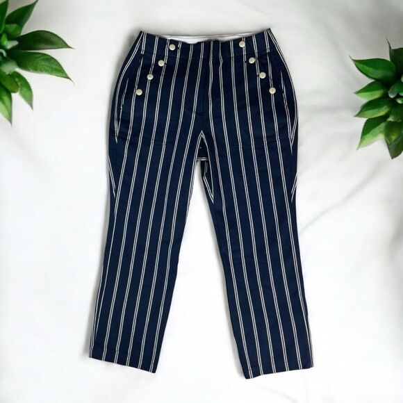🆕 J. Crew Straight-Leg Sailor Pant in Stripe with Button Detail - Picture 7 of 12